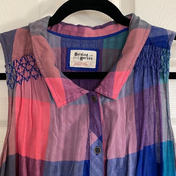 Anthropologie Checkered Midi Dress with Side pockets - Picture 5 of 7